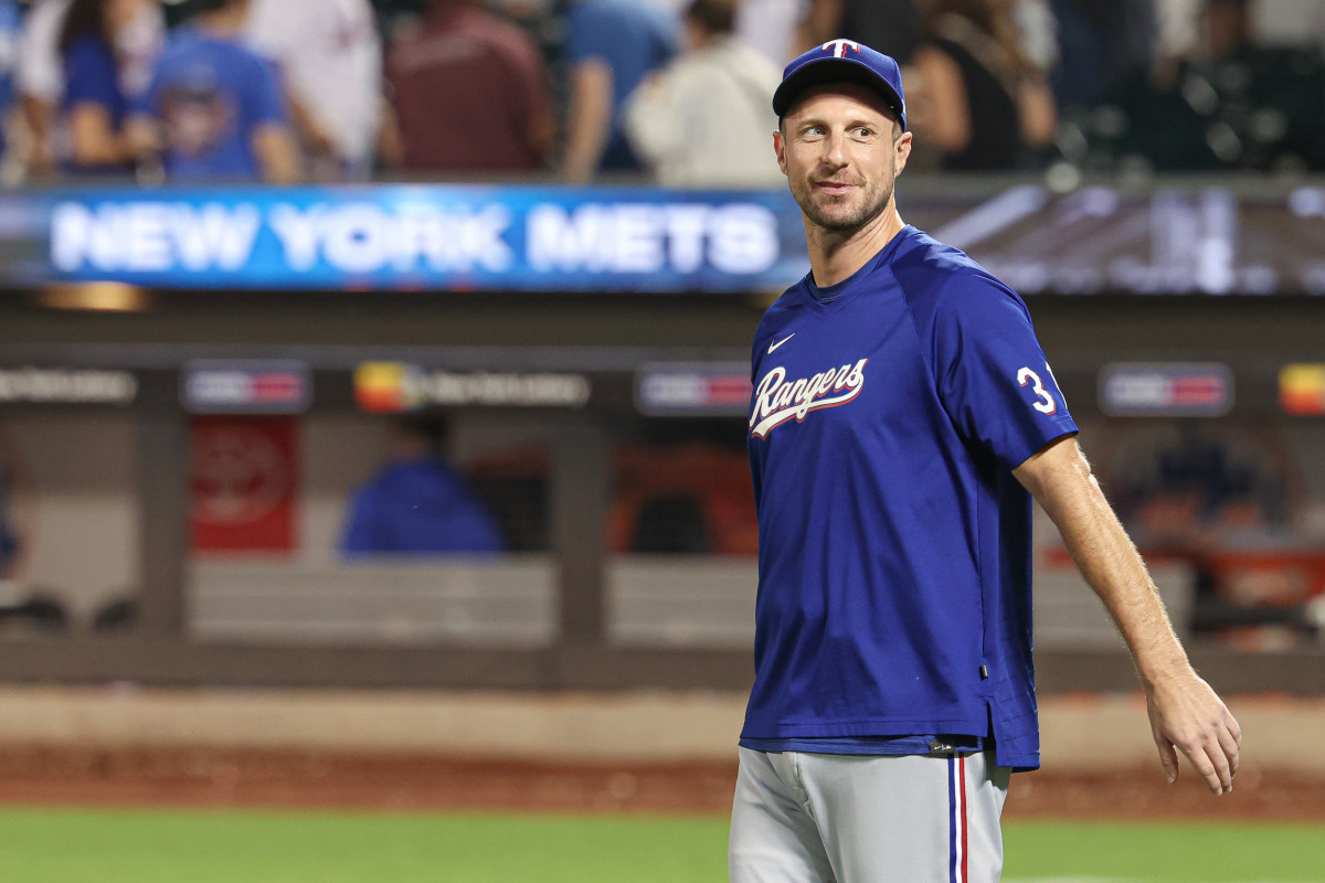 Texas Rangers starting pitcher Max Scherzer before a game in September, updated his progress since having back surgery on Dec. 15.